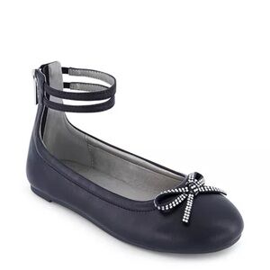 Kenneth Cole New York Big Girls Daisy Luv Black Ballet Flat Shoes US 4.      NWT